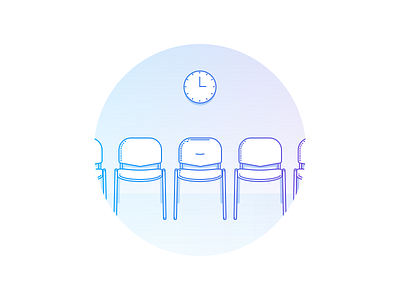 Empty states illustrations app busy chairs clock empty empty state hospital line olga branishtova outline placeholder queue sick software stroke thin time ui illustration wait waiting room