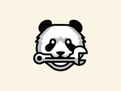 Panda Plumbing 2d asian bear bolt design drop flat icon logo logotype mark minimalistic nature negative space panda plumbing vector water wildlife wrench