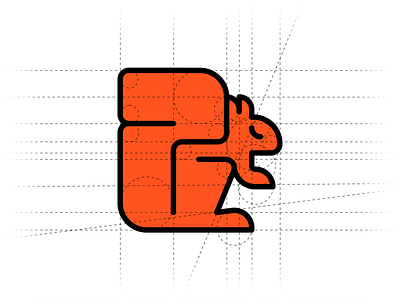 squirrel 2d animal branding design flat grid guides icon logo logotype mark negative space orange shape simple squirrel symbol vector wood zoo