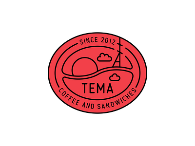 TEMA 2d badge bean branding cafe coffee design flat icon logo logotype mark minimalistic negative space redesign retro sunset typography vector vintage