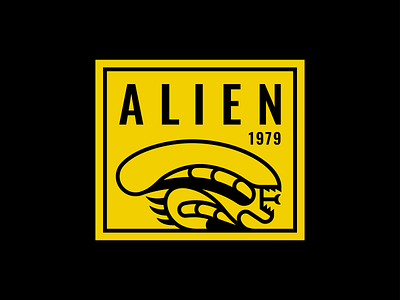 Alien 2d alien badge branding design flat graphic icon illustration logo logotype mark minimal minimalistic negative space patch ridley scott space typography vector