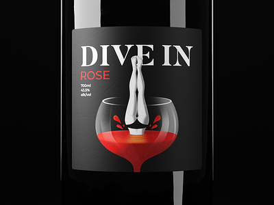 Dive In 2d 3d branding design flat glass illustration jump label negative space pool print product design rose swimming typography vector wine wine label women