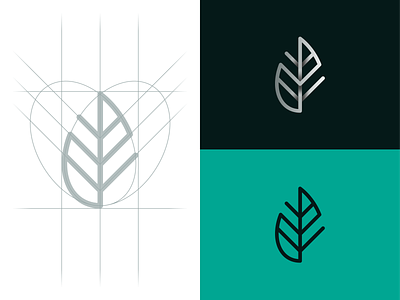 leaf 2d design flat grids icon leaf line logo logotype mark minimal minimalistic nature negative space simple symbol vector