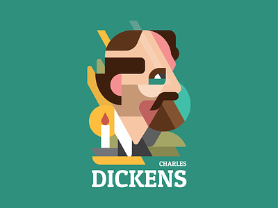 Charles Dickens 2d abstract author book charles charles dickens christmas christmas carol design dickens english english book flat geometric green illustration minimal portait vector writer