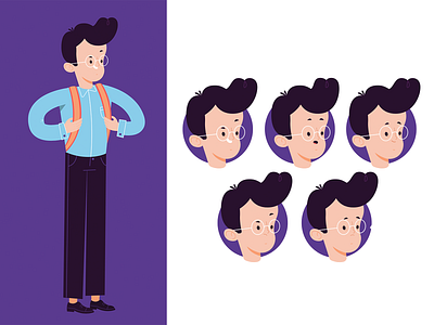 Startup Concept: Character character characterdesign design face glasses illustration jetpack man strartup