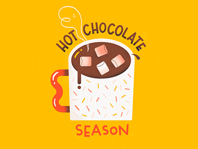 Hot Chocolate Season chocolate cold drink hot hot chocolate illustration illustrator marshmallow procreate sweet winter yellow