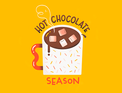 Hot Chocolate Season chocolate cold drink hot hot chocolate illustration illustrator marshmallow procreate sweet winter yellow