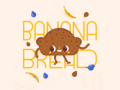Banana Bread banana banana bread character character design characterdesign cute digital illustration food fruit illustration illustrator procreate typography typography design