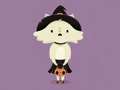 Trick or treat? | Character Design cat character character design costume cute digital illustration halloween halloween design hat illustration illustrator kitty pumpkin witch