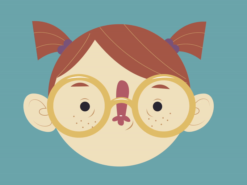 Let me think...YES! animation animation 2d character cute gif girl girl character girly glasses head illustration little ok yes