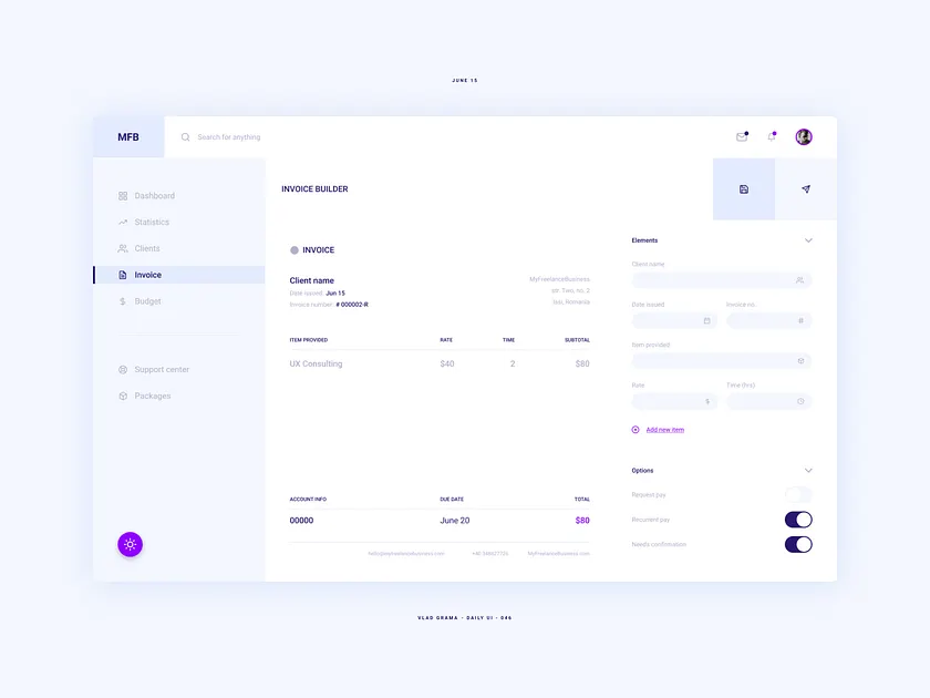 Invoice UI designs, themes, templates and downloadable graphic elements ...