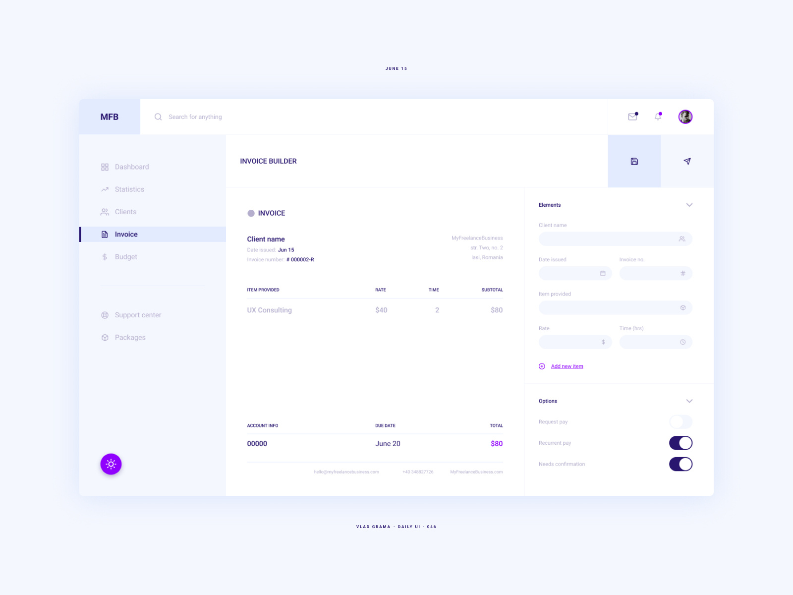 Daily UI #046 - Invoice by Vlad Grama on Dribbble