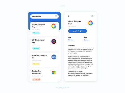 Daily UI #050 - Job Listing app app design dailyui dailyuichallenge design design app facebook google interaction interface interface design interfacedesign microsoft mobile app mobile app design mobile ui ui ui design uiux ux