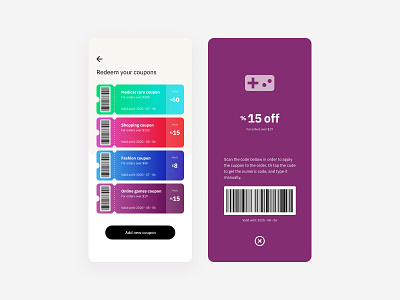 Daily UI #061 - Redeem Coupon app challenge colorful coupon daily dailyui gradient interaction interaction design interface ios ios app mobile mobile design mobileapp mobileui ui ui design uidesign uiux