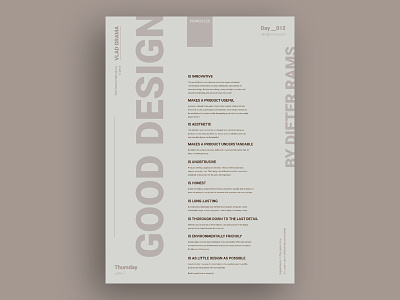 PRINCIPLES - Minimalist poster design apple composition design dieter rams flat good design graphic minimalist poster principles print typography