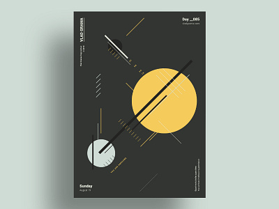 SATELLITE - Minimalist poster design clean composition cosmic dark design flat geometric graphic illustration lines minimalism minimalist nasa poster print shapes simple space suprematism yellow