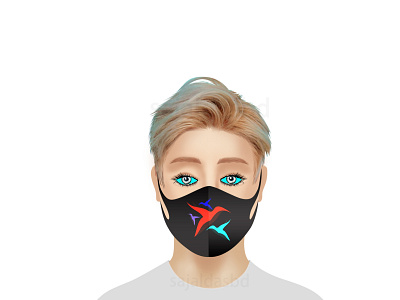 3D model with face mask design face mask design illustration photoshop