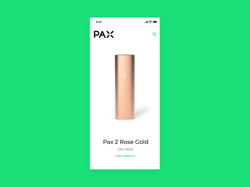 PAX Vaporizer-Interaction Design app design interactiondesign ui ux