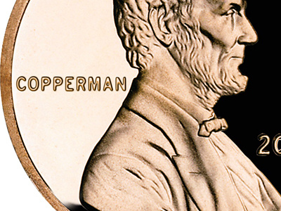 Copperman bowtie coin copper lincoln
