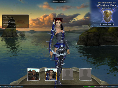 Guild Wars 1.4: Character Select Screen games graphic design guild wars interactive ui user interface ux