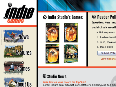 Indie Games Studio: website design