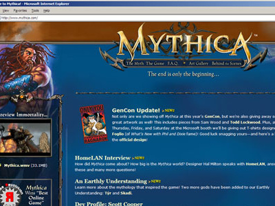 Mythica Website Design cms games graphic design interactive mythica ui web web design