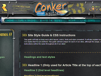Conker: Website Design cms conker games graphic design interactive rare game studio ui web web design