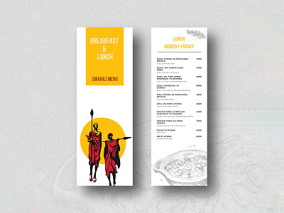 Swahili Menu branding breakfast design food illustration lunch menu menu design print print design printing restaurant swahili