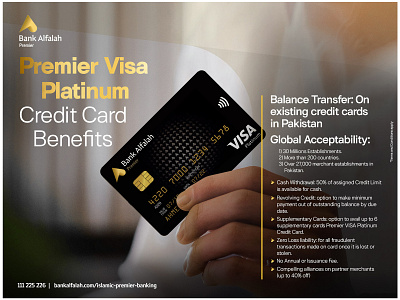 BAF Islamic Premier - Premier Visa Platinum bank bank card brand branding card credit card design digital digital art social media design socialmedia