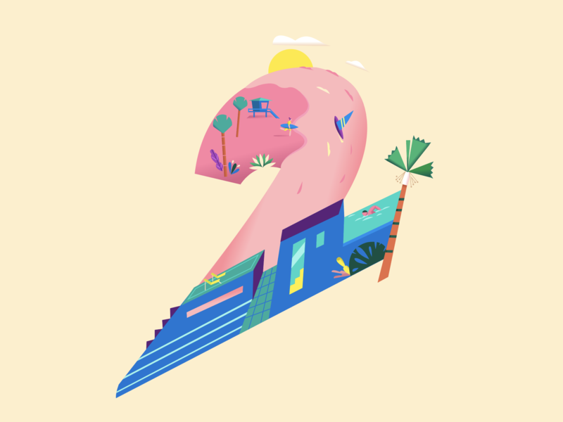 Beach-y Two 2d cel character colorful design fresh illustration two
