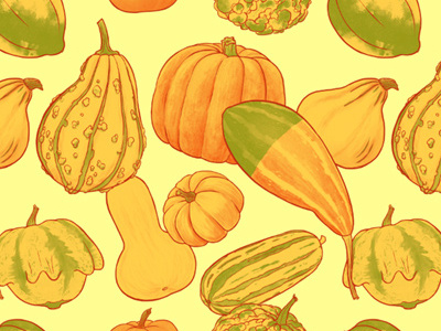 Gourds Galore- Fall art licensing autumn decorative fall fall pattern festive gourds illustration pattern pumpkins repeat pattern textile design