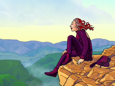 Cliff With A View book illustration cliff colorful editorial illustration illustration landscape serenity