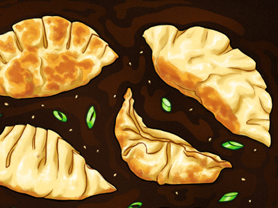 Potstickers asian food delicious dumplings food food illustration illustration potstickers soy sauce