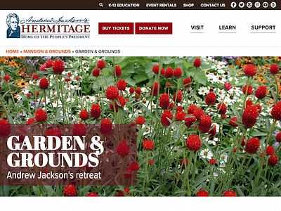 Andrew Jackson's Hermitage - Website Design historic history president web design website