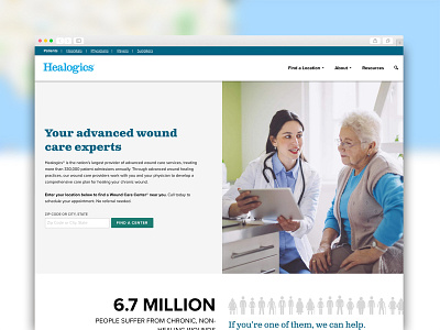 Healogics Corporate Website Design accessible corporate health care healthcare web design website website design website header