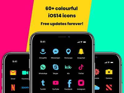 iOS 14 Icon Apps - Colourful and Vibrant apple design ios ios app ios icon ios14
