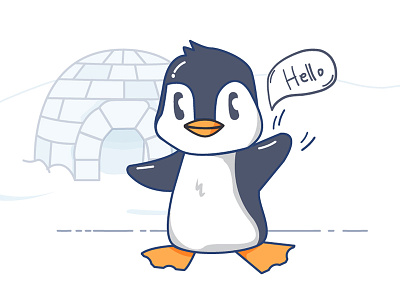 Hello Penguin first trial hello illustration outline penguin