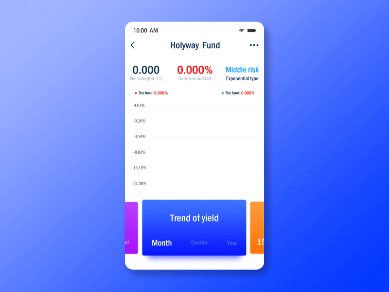 Dynamic effect of financial pages animation app blue interface ui ux