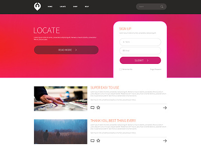 Web Design Template - Locate bright colourful interface design simple ui ux web design web development