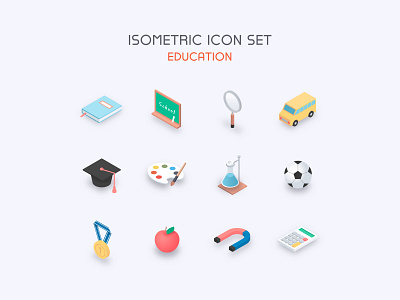 education icon 2.5d design icon illustration three dimensional ui