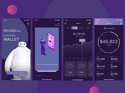 Record life electronic wallet app design icon sketch startpage ui ux