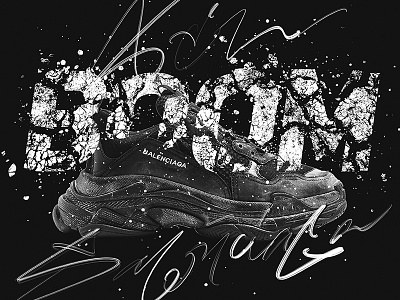 Design for Balenciaga balenciaga brush calligraphy design graphic design graphic art illustration lettering poster a day script type design typography