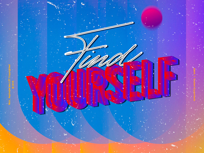 Find Yourself! abstract art web brush poster art script branding ux vector illustration abstract 3d type design poster lettering gradient ui poster design type typography graphic design