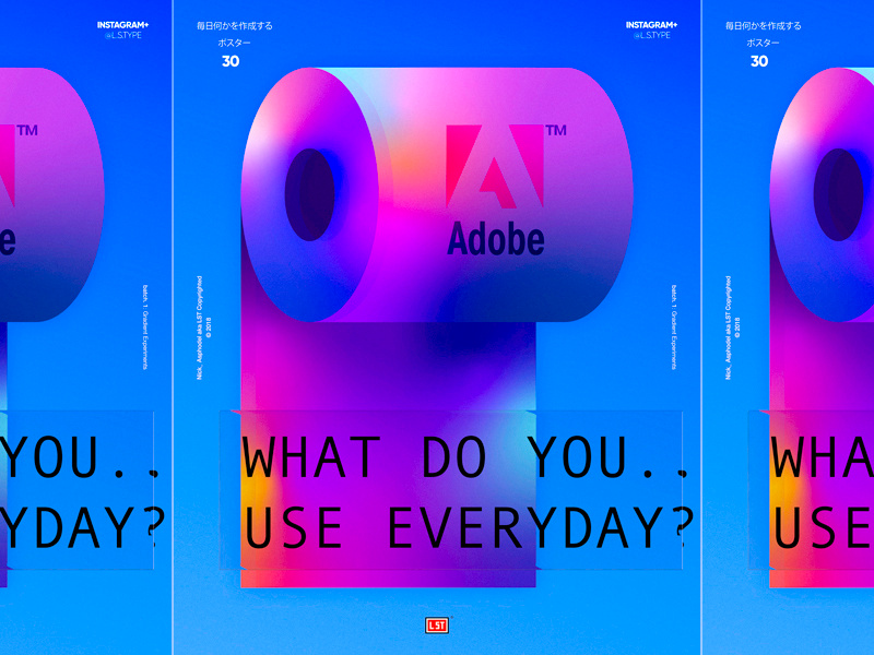 Adobe - Poster Design app colots c4d web vector ux ui branding abstract design illustration lettering gradient type typography poster design graphic design poster adobe 3d
