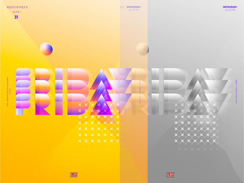 Firday Poster website web icon app poster art type 3d ux ui vector illustration design abstract type design poster lettering gradient poster design typography graphic design