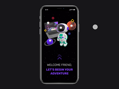 Space adventure app design 🚀 3d adventure app app design astronaut clean dark mode design elegant interaction interactive design interface interface design mobile design planet product space ui ui design