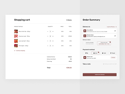 Shopping cart e-commerce page