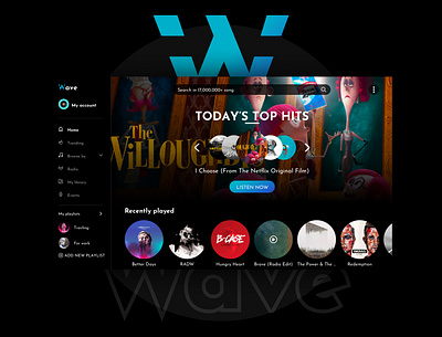 Wave Music Streaming audiobooks branding mobile design music music news streaming ui ui ux web design website
