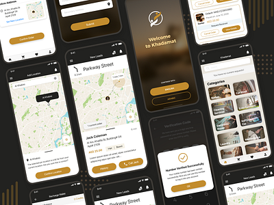 Khadamat app design mobile ui ux vector