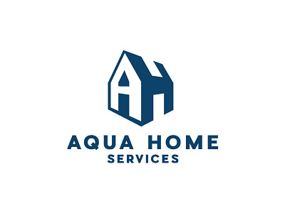 Aqua Home Services a branding h house identity letters logo mark regalblue typography
